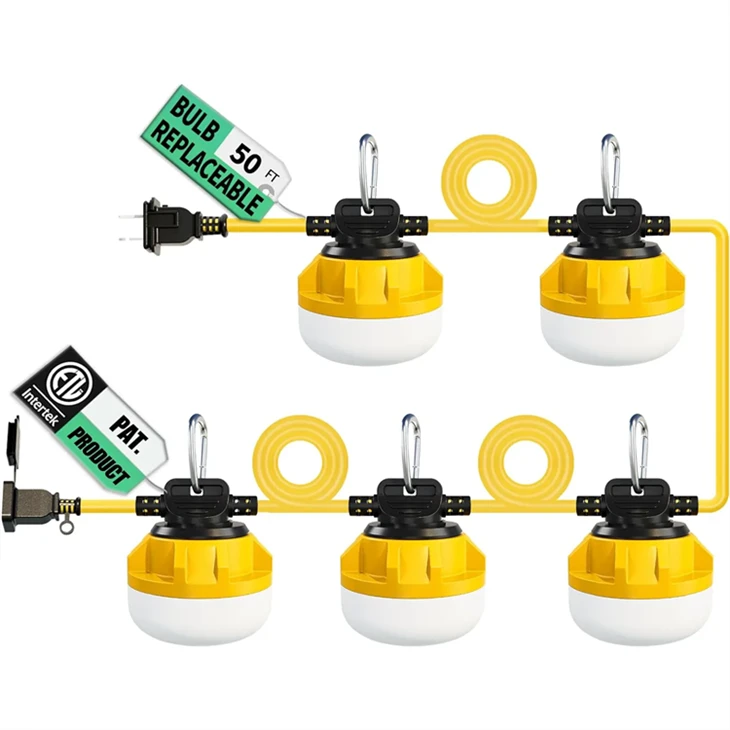 50ft 50 pære 55W 1100LM Midlertidig konstruktionsstreng LED-lys