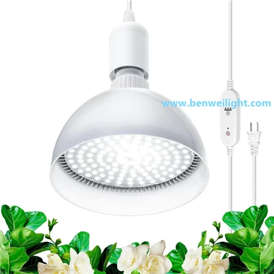 Indoor plant hanging grow light, 25W full spectrum, with timer and 16.4FT power cord, suitable for indoor planting.