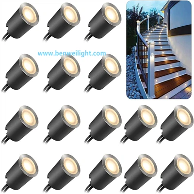 Forsænket 32 ​​mm LED-dækslys, IP67, DC12V In-jordbelysning til udendørs haver, terrasser, trapper