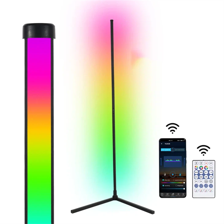 Smart Phone APP Eller Remote Hjørnelampe 140cm Stående RGB LED Gulvlys